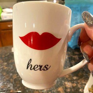 World Market Hers Red Lips White Coffee Mug 14 OZ
